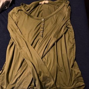 Soft green long sleeve tie front shirt